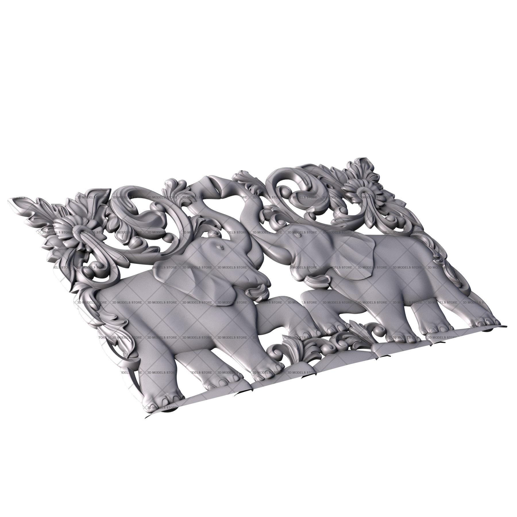 3D панель со слонами, 3d модель для ЧПУ