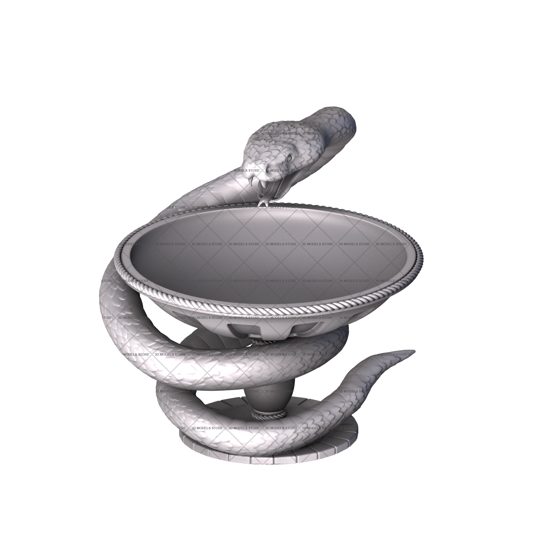 Скульптура змея и чаша (медицина), 3d модель для ЧПУ