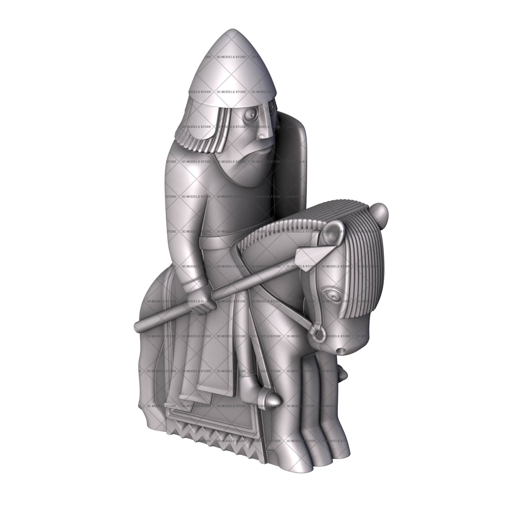 Рыцарь - шахматы острова Льюиса, 3d модель для ЧПУ