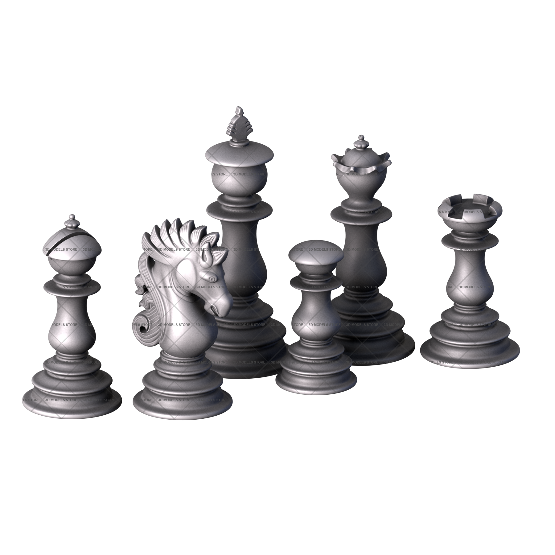 Шахматный сет классический, 3d модель для ЧПУ