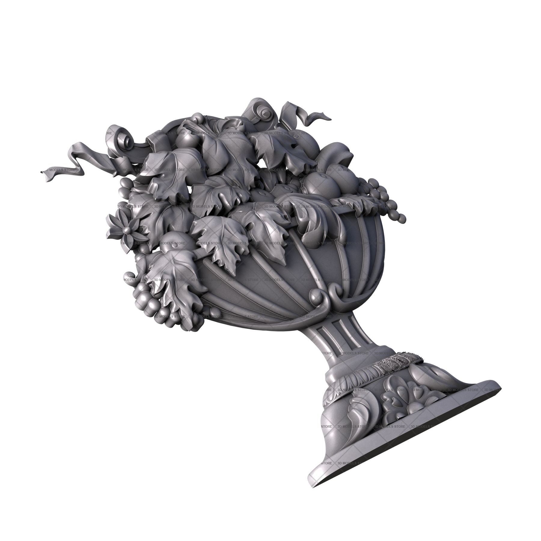 Декор центральный ваза, 3d модель для ЧПУ