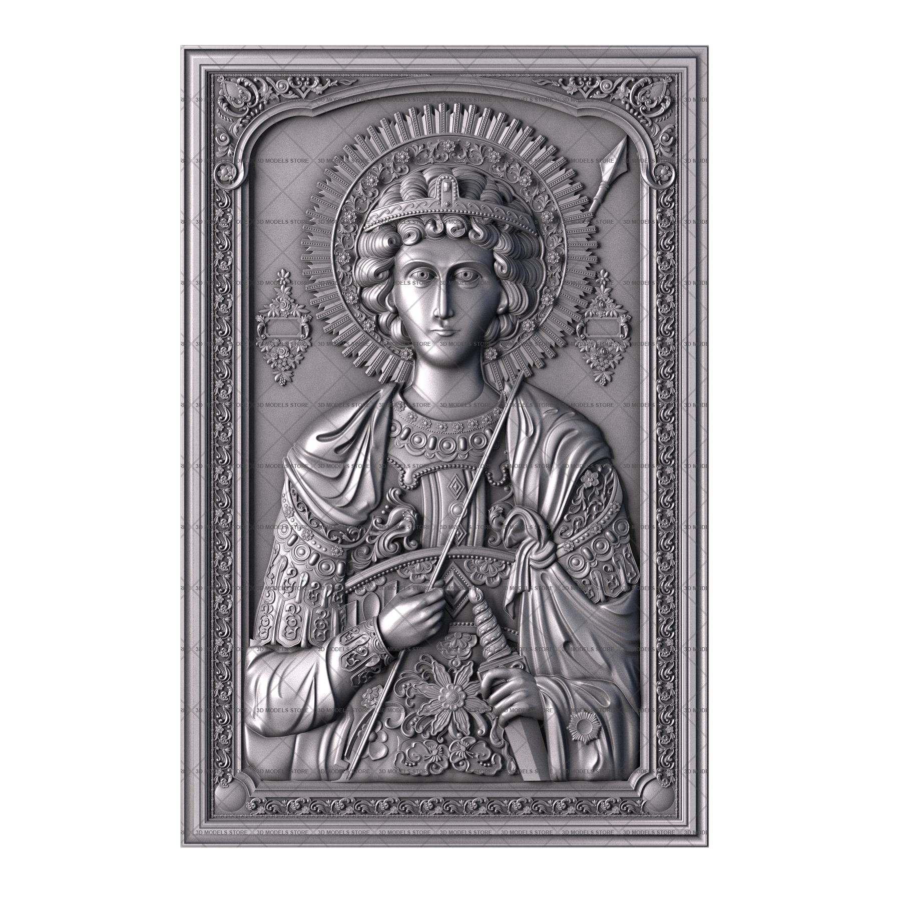 Чудотворная икона великомученика Георгия Победоносца, 3d модель для ЧПУ