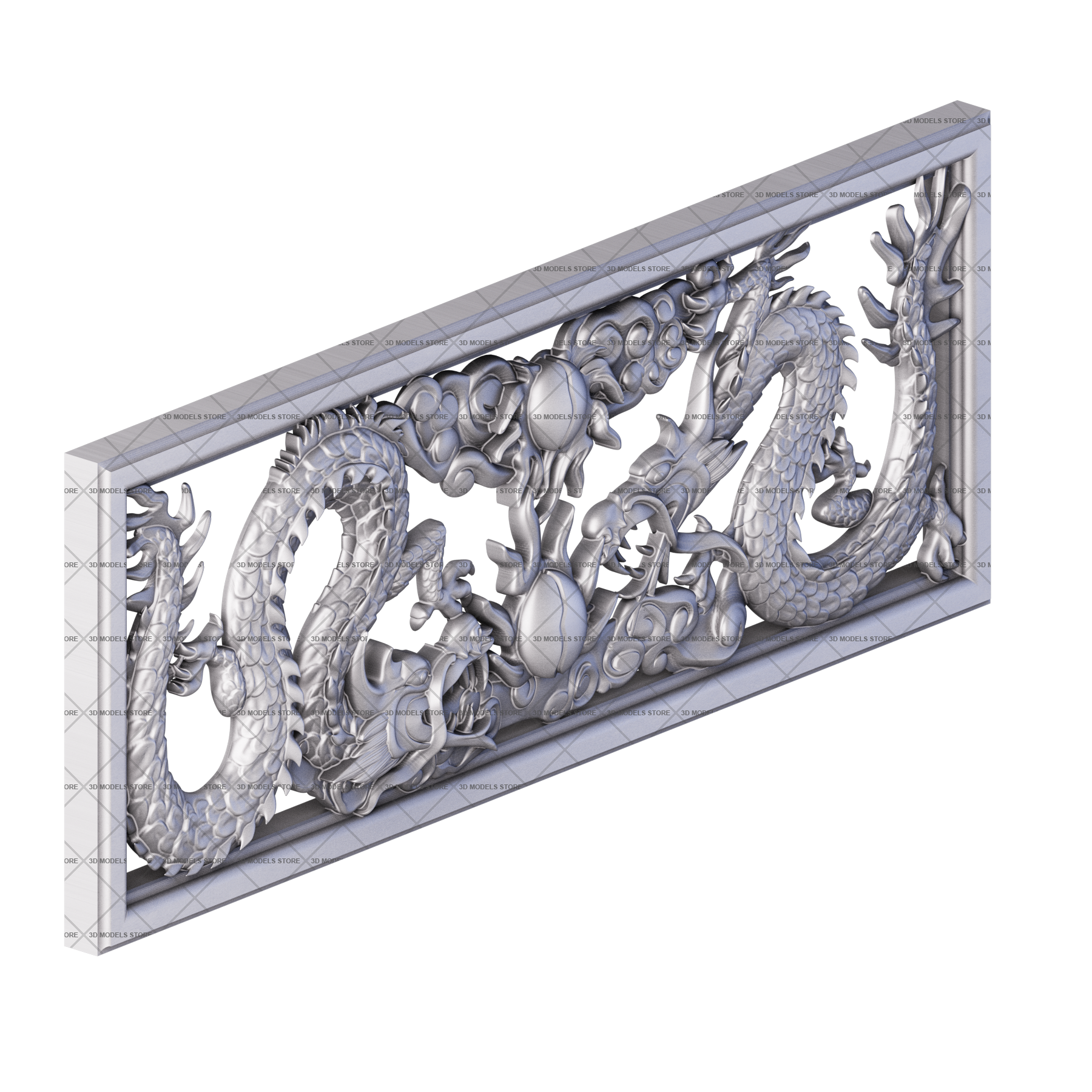 3D панель с драконами, 3d модель для ЧПУ