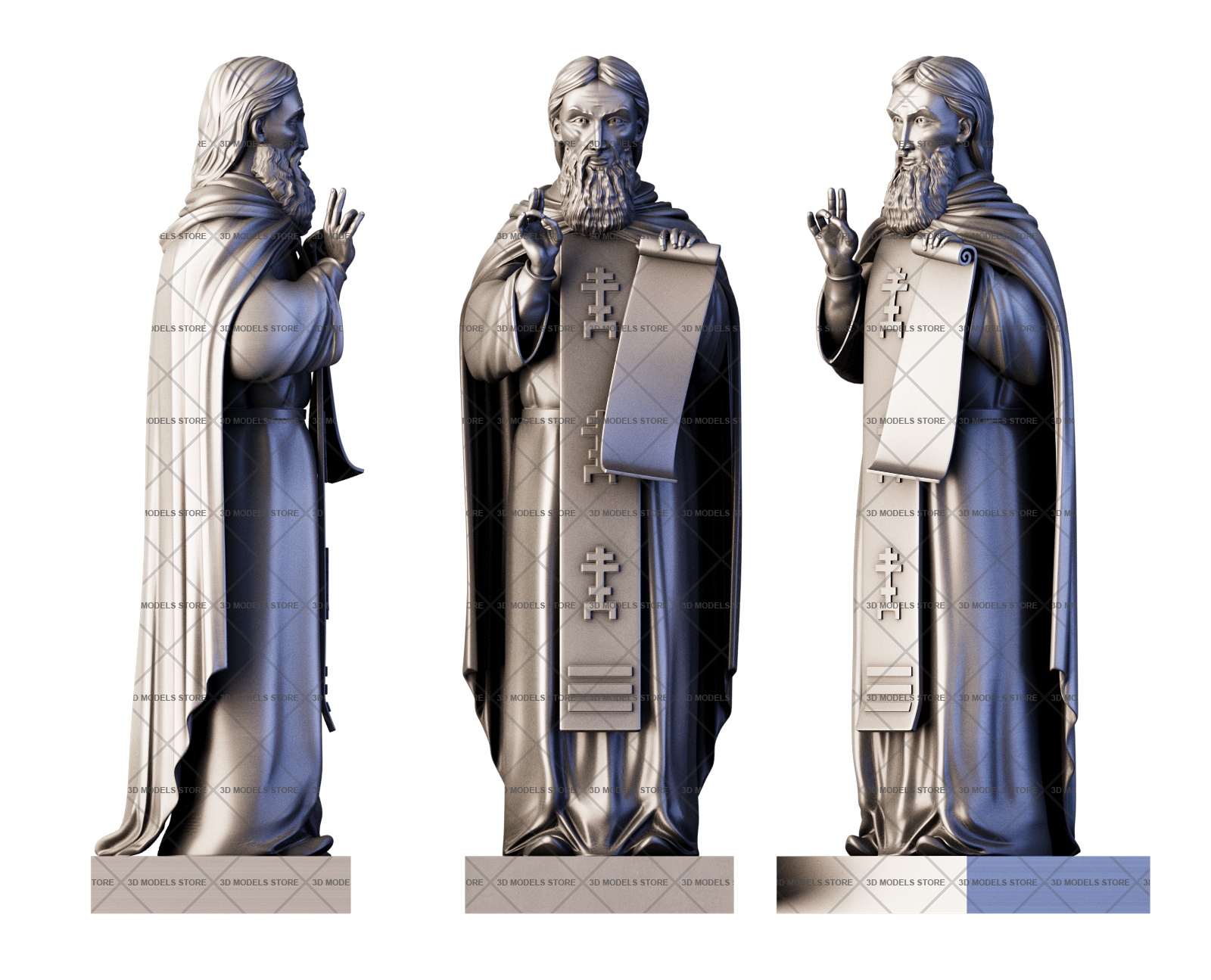 Скульптура Святой Сергий Радонежский, 3d модель для ЧПУ