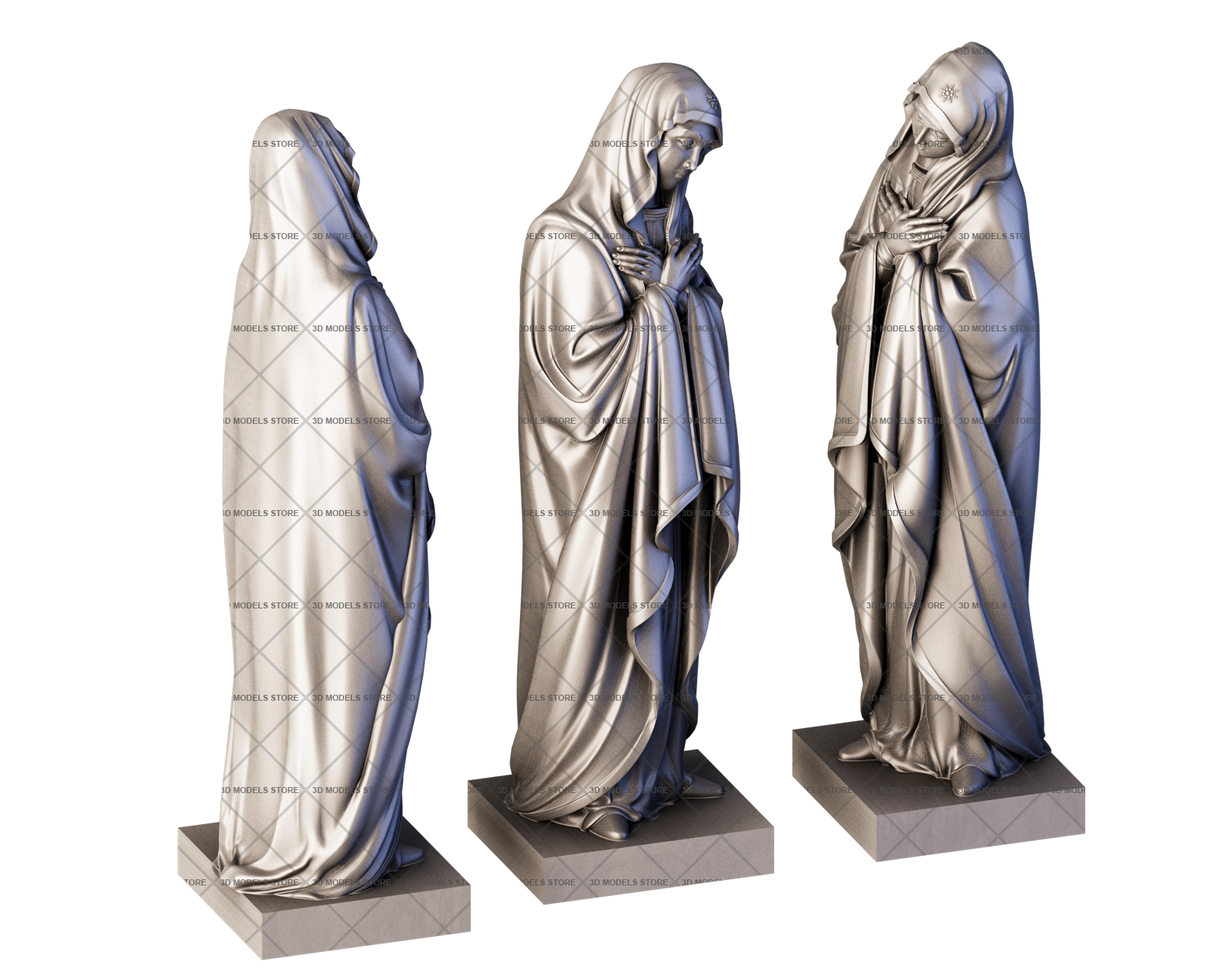 Скульптура Дева Мария, 3d модель для ЧПУ