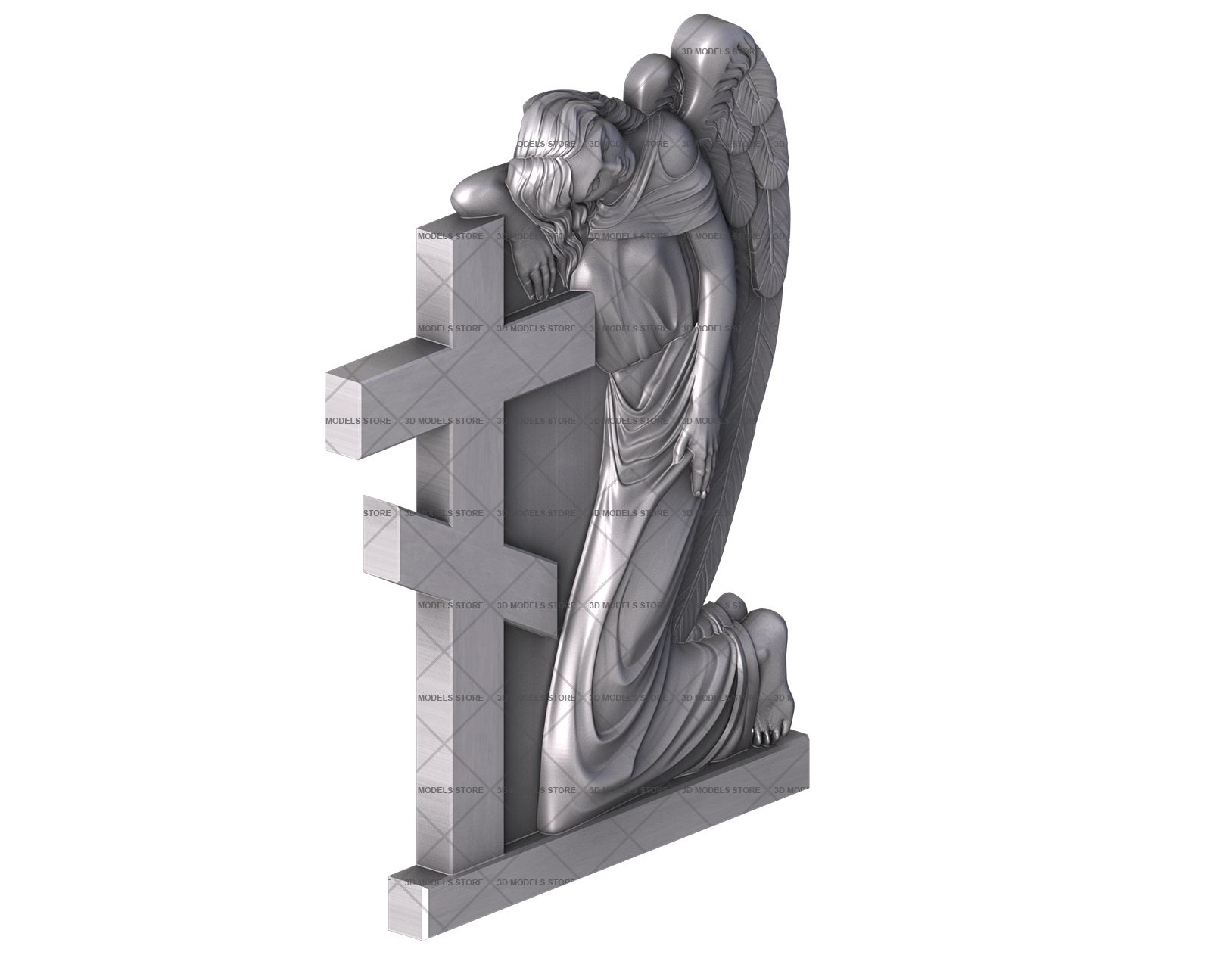 Памятник с ангелом и крестом, 3D (stl) модель